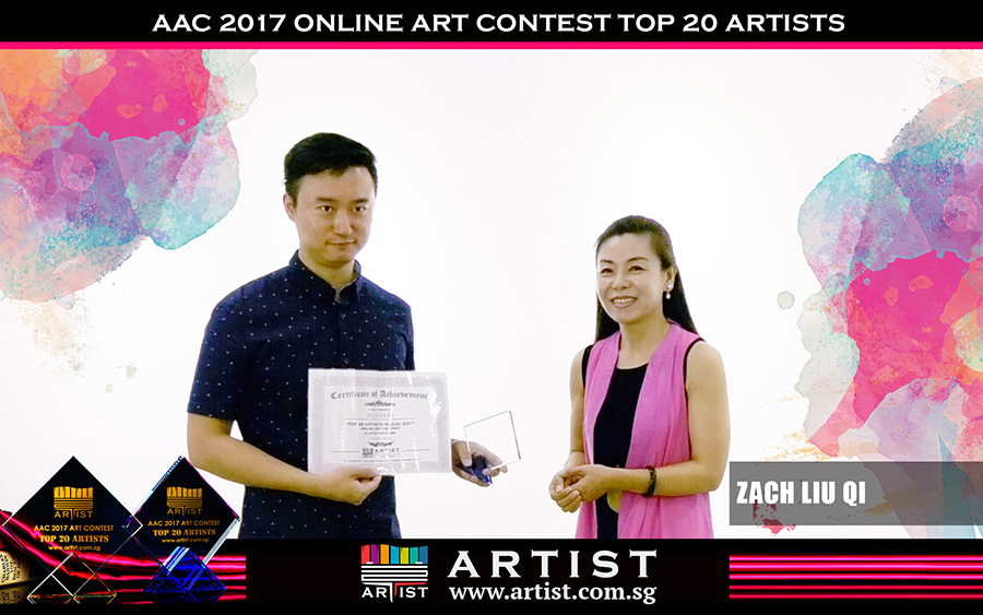 Chief Editor of Artist Singapore Zou Lu present the awards to the Top 20 contest winners