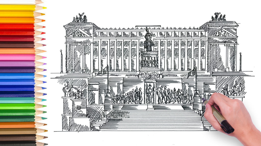 how to draw complesso del vittoriano