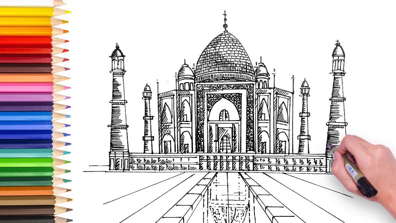 Taj Mahal Easy Drawing for beginners | Taj Mahal | By AP Drawing | Facebook-saigonsouth.com.vn