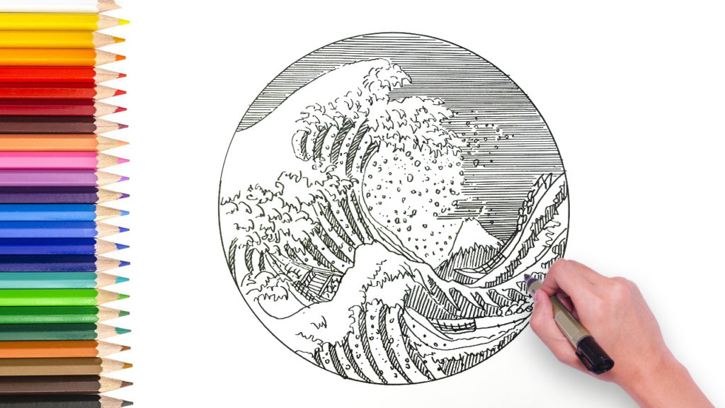 How To Draw The Famous Japanese Waves The Great Wave Off Kanagawa Artist Singapore