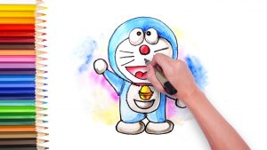 watercolor doraemon