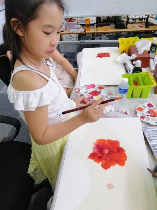 Chinese painting course for kids - peony
