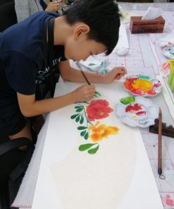 Chinese painting course for kids - peony