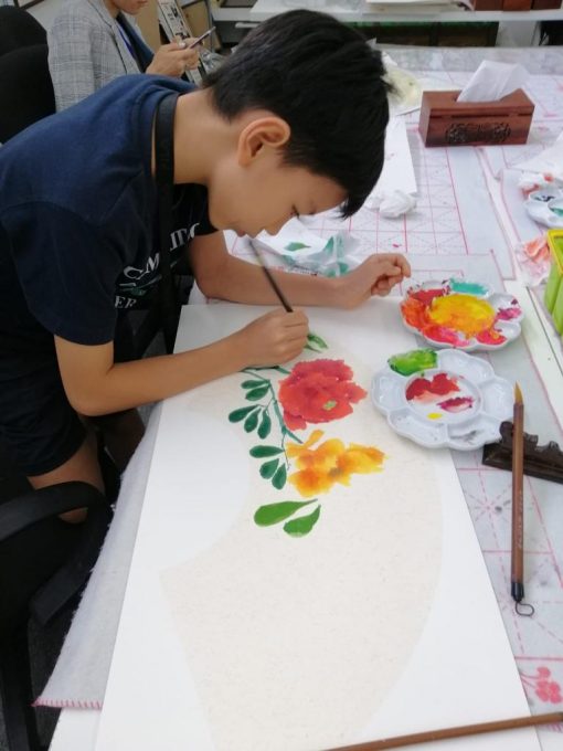 Chinese painting course for kids - peony